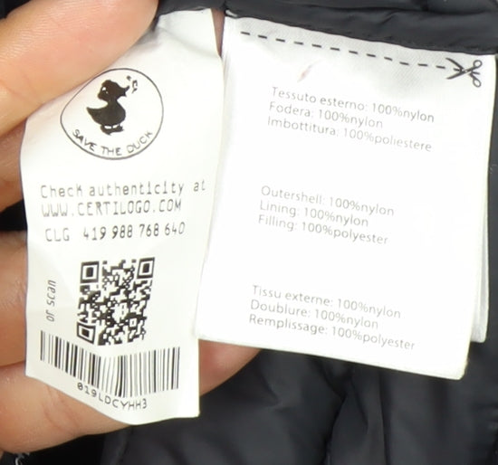 Save The Duck Women's Black Long Puffer Coat Size 10 Hooded Lightweight