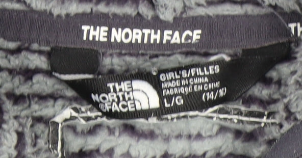 The North Face Girls Grey Hooded Fleece Jacket Size 14-15 Years