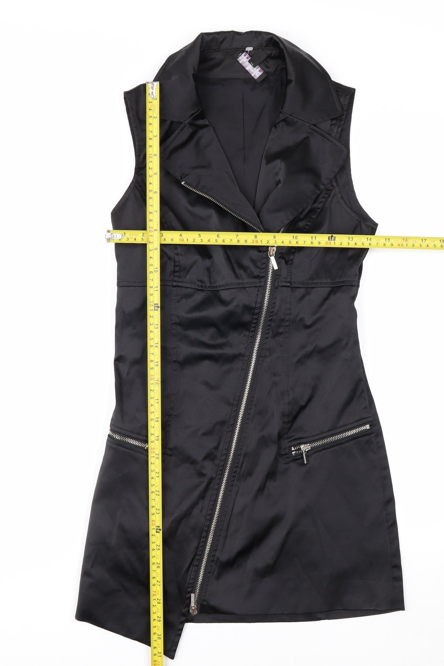 bebe Women’s Black XS Asymmetric Zip Sleeveless Mini Dress