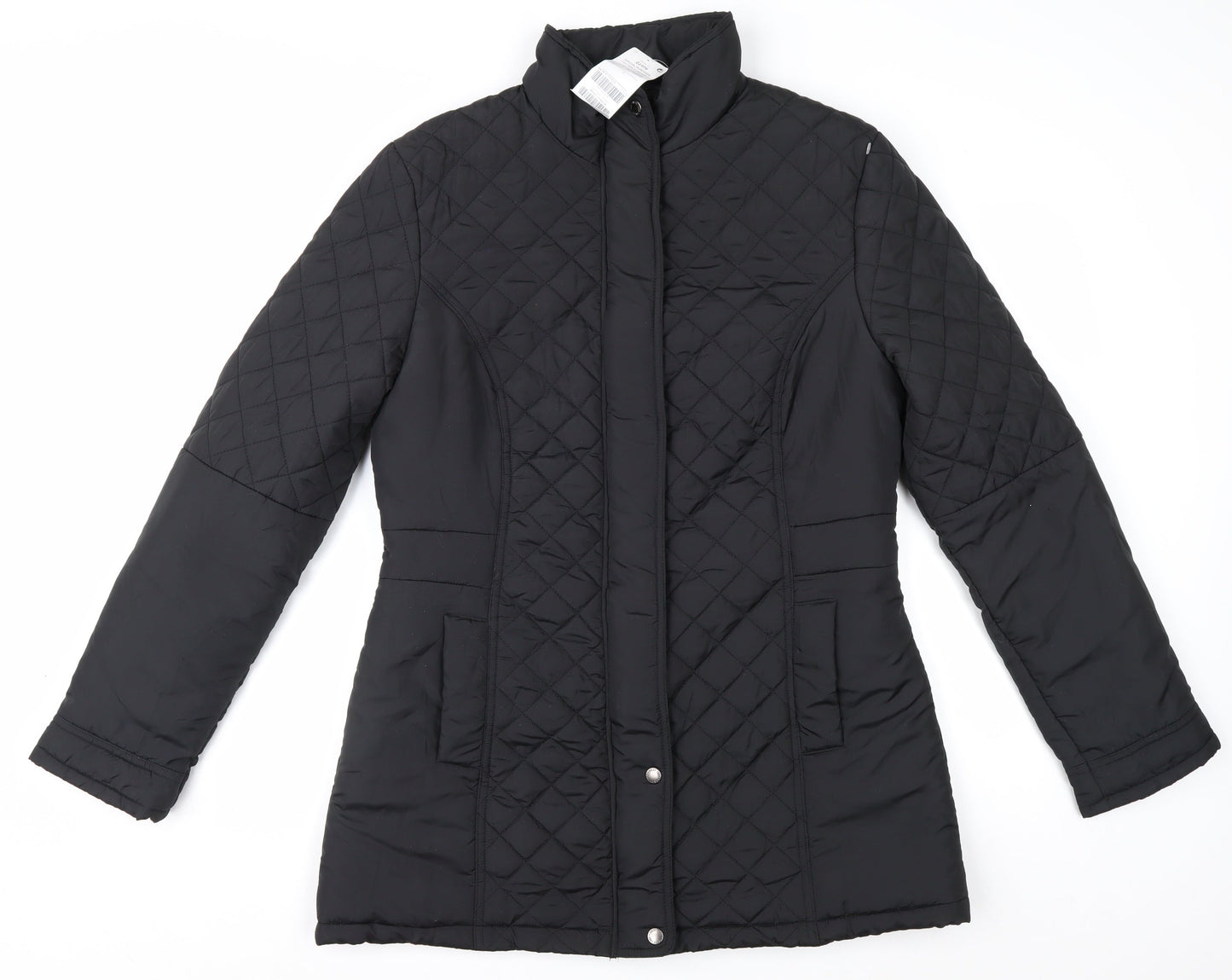 Next Women's Black Quilted Mid-Length Coat Size 16 Regular