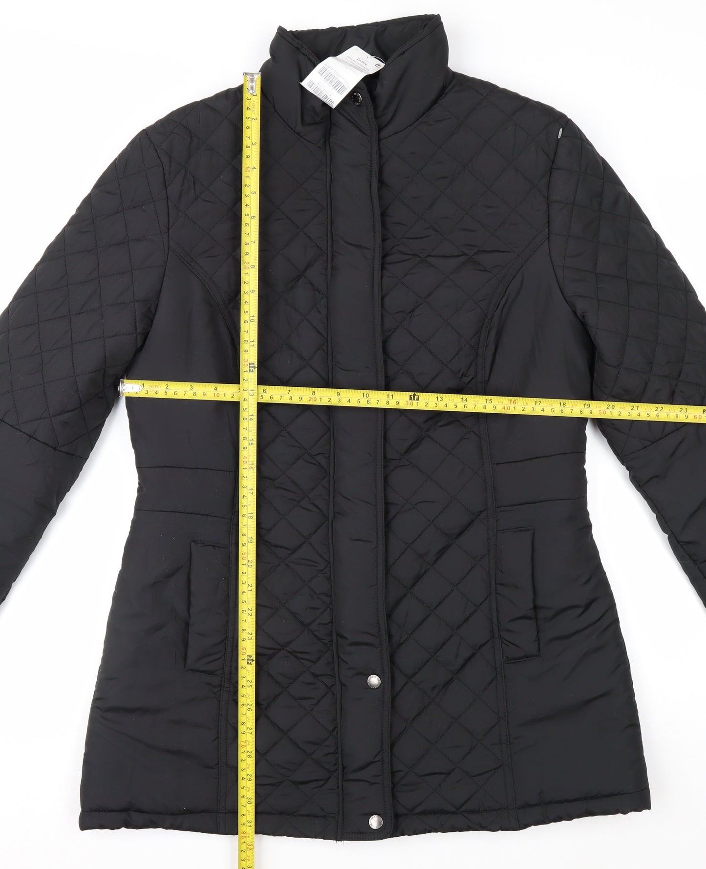 Next Women's Black Quilted Mid-Length Coat Size 16 Regular
