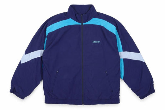 Adidas Men's Blue XL Retro Windbreaker Jacket with Full Zip