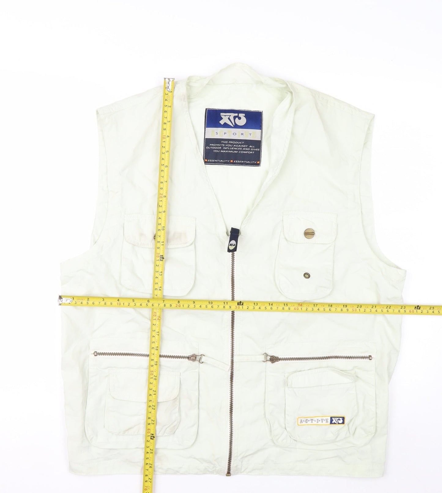 XT Sport Men's Beige Cotton Waistcoat L Hiking Fishing Outdoor Vest