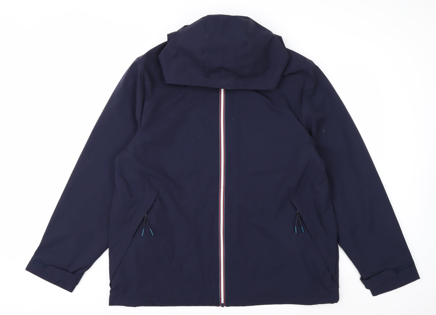 F&F Men's Blue XL Waterproof Hooded Rain Jacket