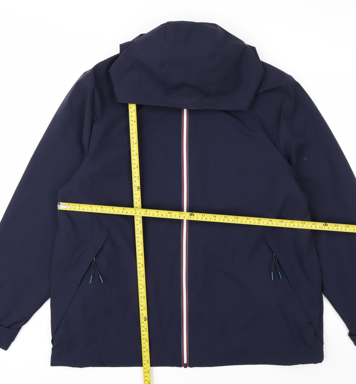 F&F Men's Blue XL Waterproof Hooded Rain Jacket