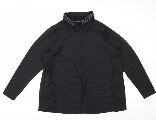 Active by Zizzi Black Softshell Mid-Length Full Zip Jacket M