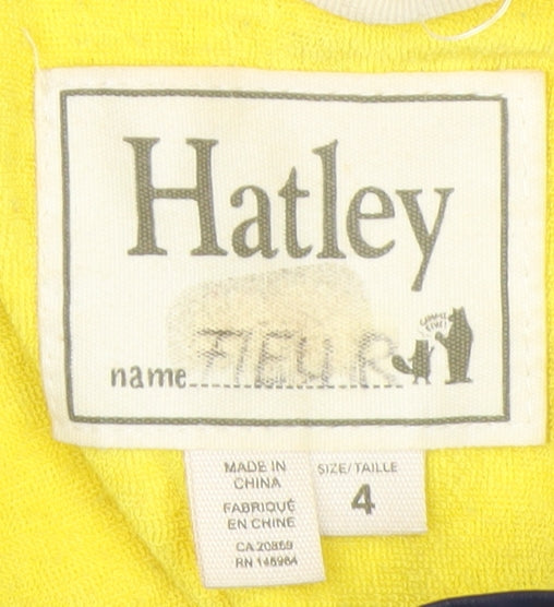 Hatley Boys Blue Space Cars Waterproof Hooded Rain Coat Size 4 Years