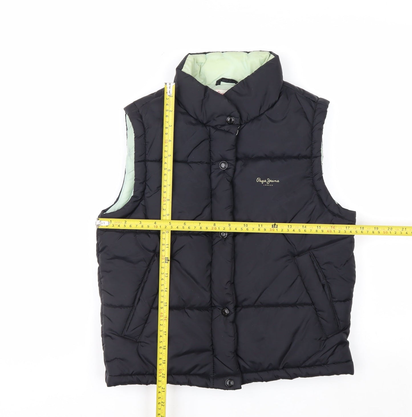 Pepe Jeans Women’s Black Puffer Waistcoat S Quilted Button Winter Gilet