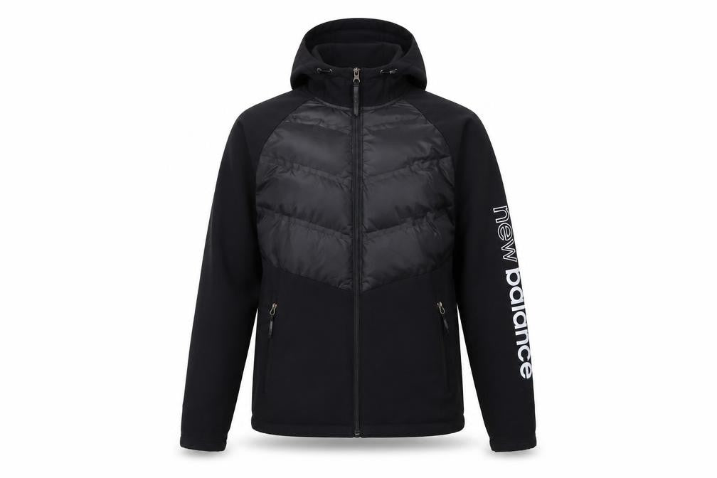 New Balance Men's Black Softshell Hooded Puffer Jacket Size S