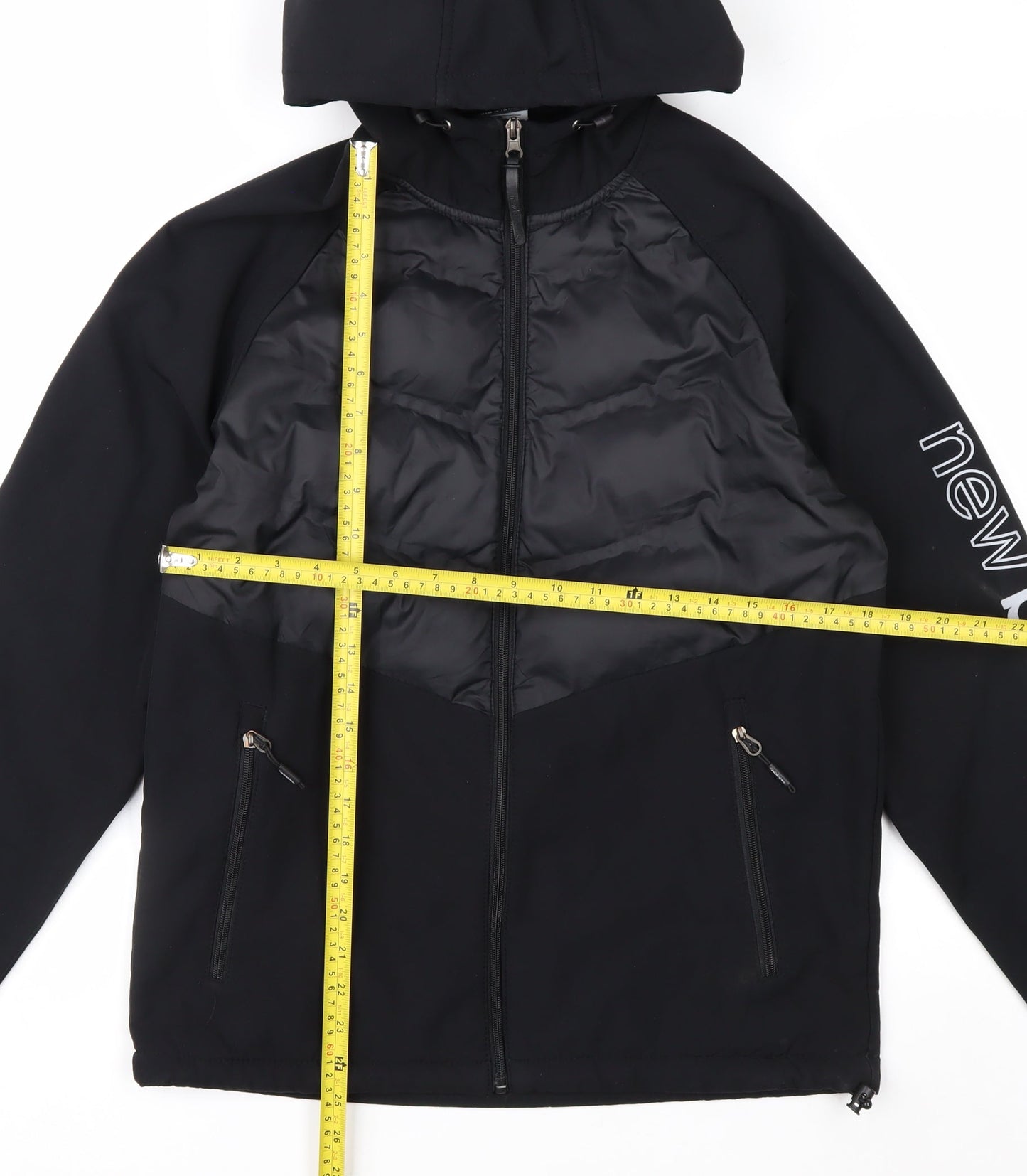 New Balance Men's Black Softshell Hooded Puffer Jacket Size S