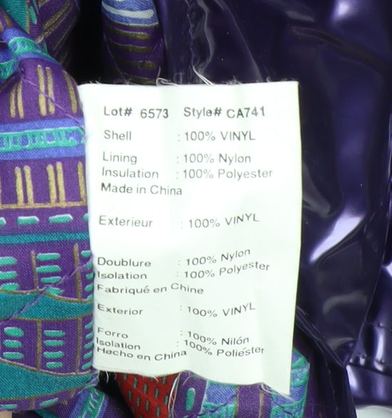 Wippette Womens Purple Vinyl Hooded Rain Coat Jacket S Retro Waterproof