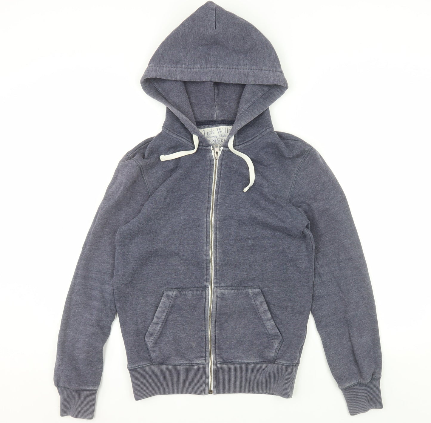 Jack Wills Men's Blue XS Full Zip Hoodie with Logo and Pockets