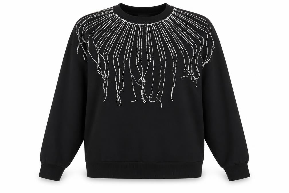 Zara Trafaluc Women Black Beaded Pullover Sweatshirt Size M