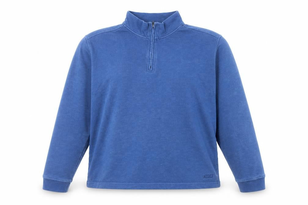 Aloft Women Blue 1/4 Zip Cotton Pullover Sweatshirt Size 12