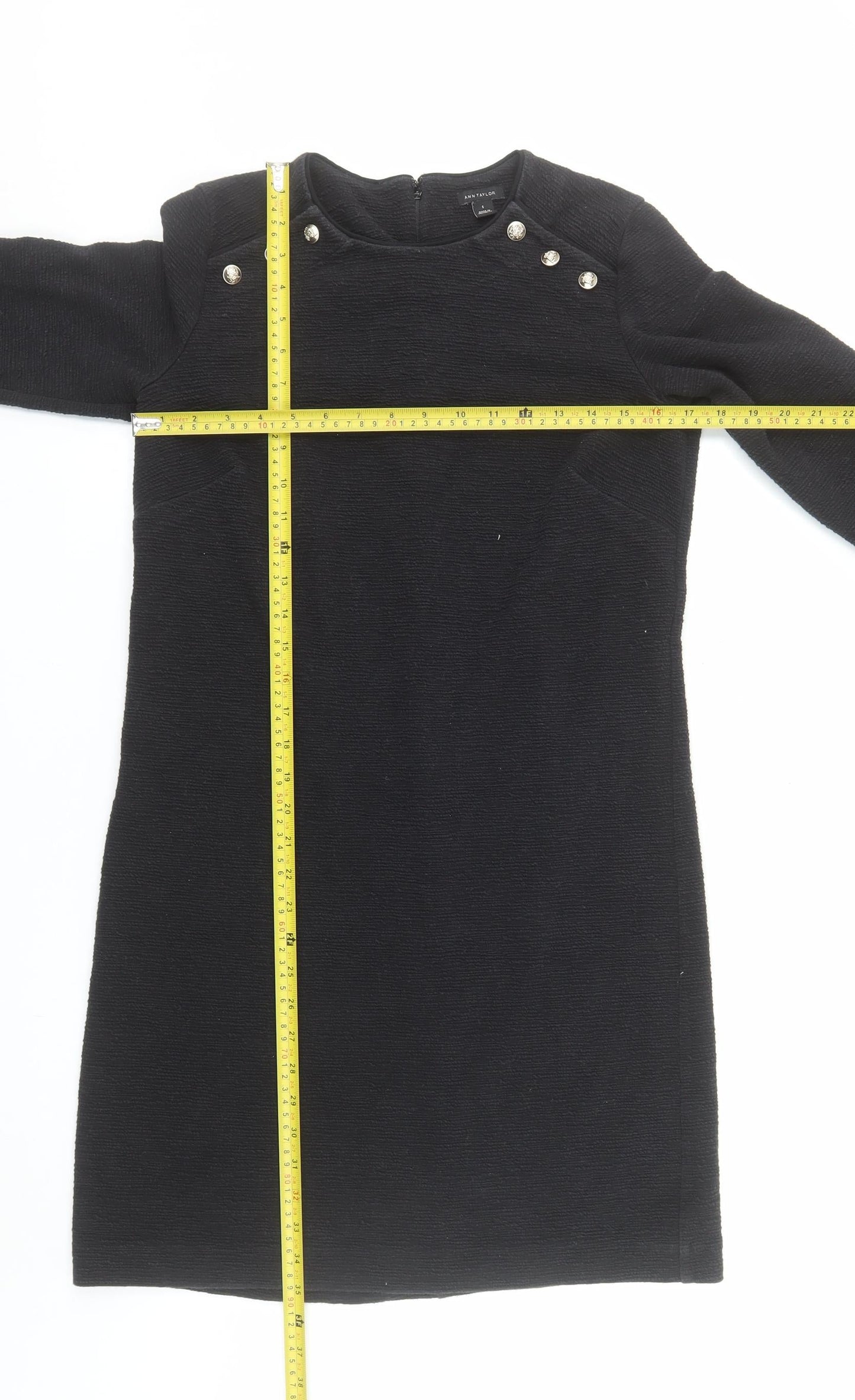 Ann Taylor Women’s Black Knee Length Shift Dress Size S Long Sleeve
