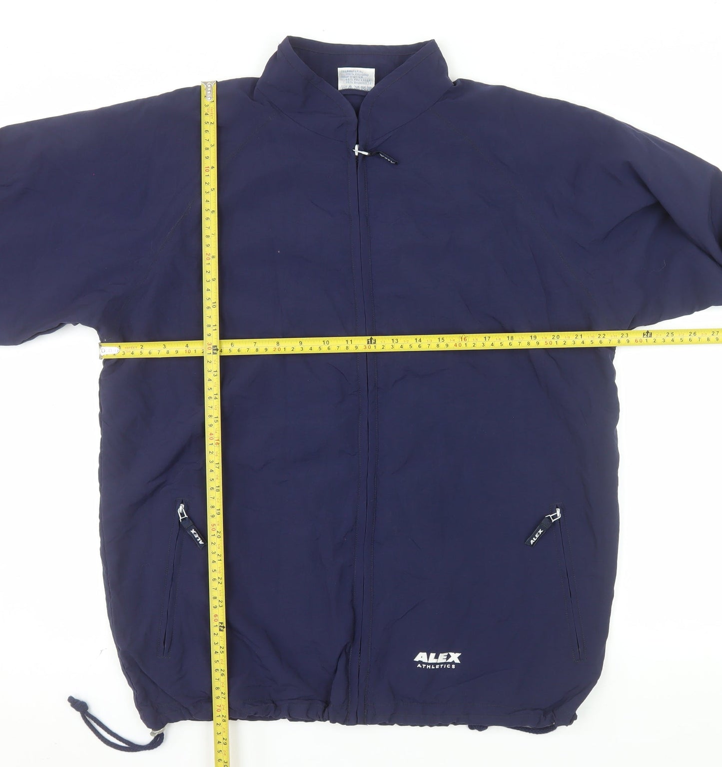 Alex Athletics Men's Navy Blue Size 42 Windbreaker Jacket with Zip Pockets