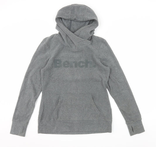 Bench Women Grey Pullover Hoodie Medium Polyester Logo Design