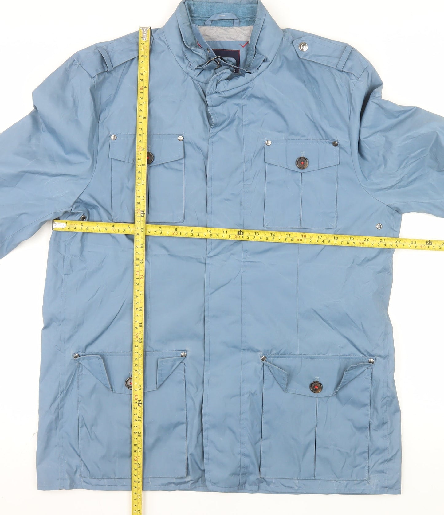 Alvaro Moreno Men's Blue Military Style Jacket Size L Polyester