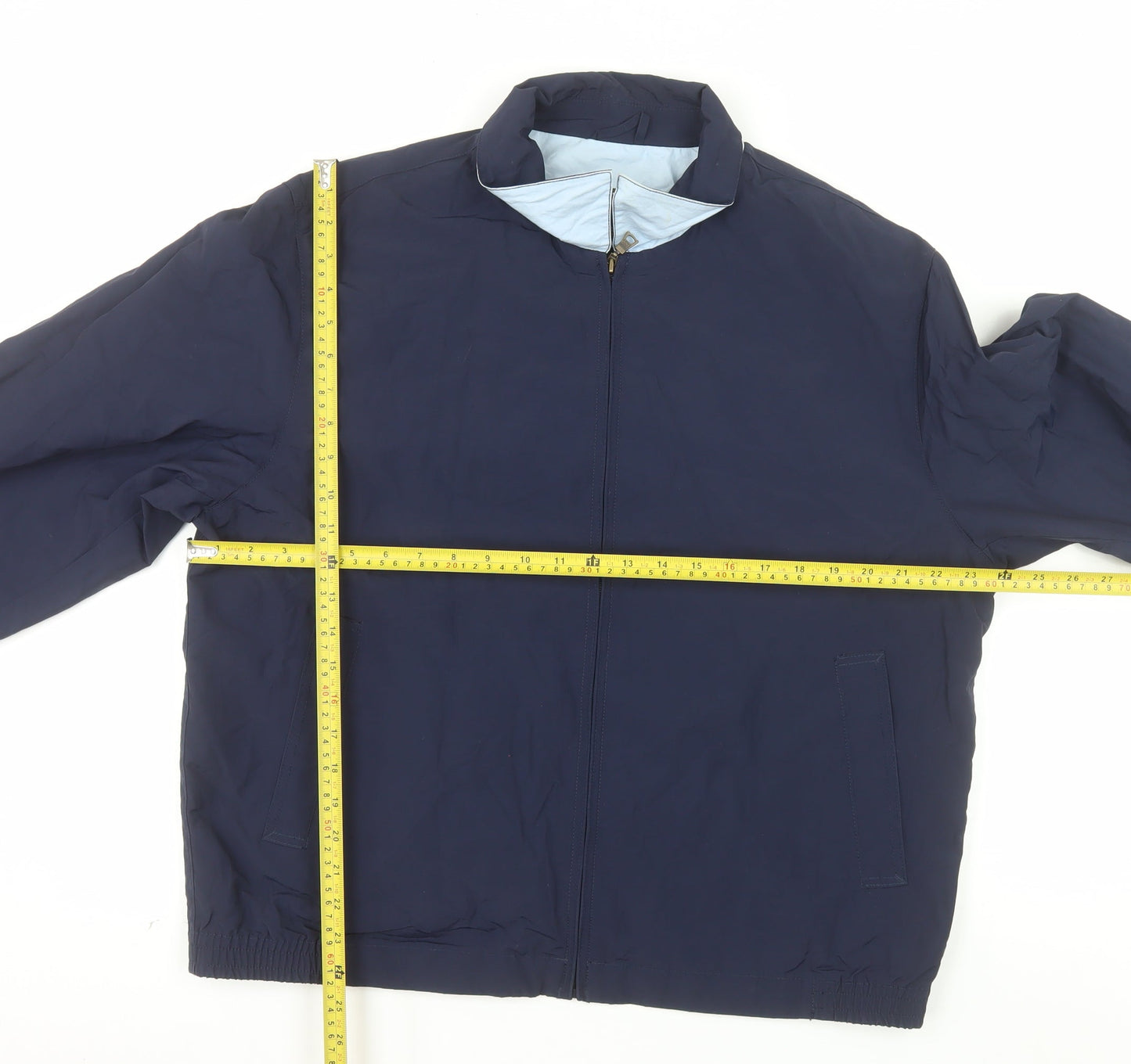 Eddie Bauer Men's Blue L Lightweight Cotton Nylon Zip Jacket