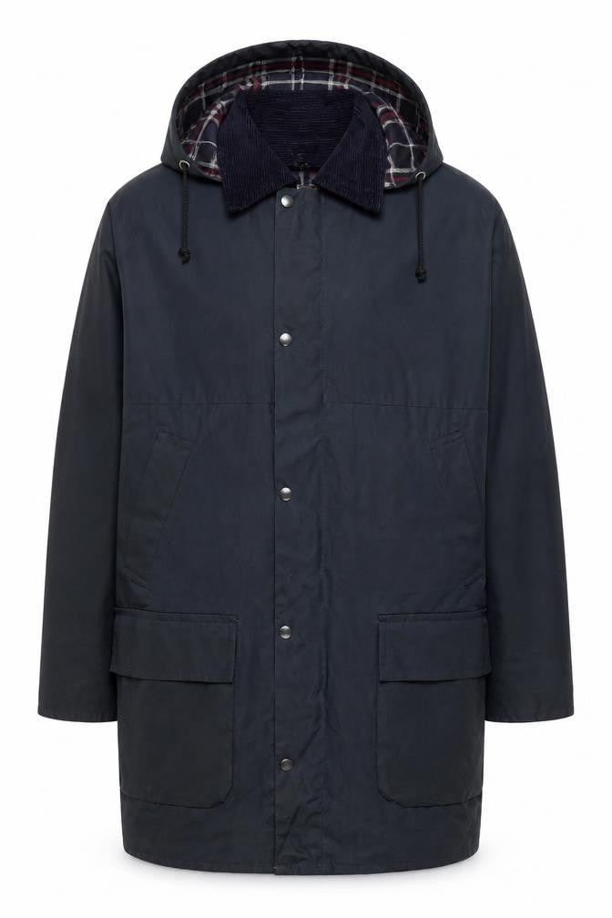 Avoca Men's Blue L Hooded Cotton Rain Coat with Pockets