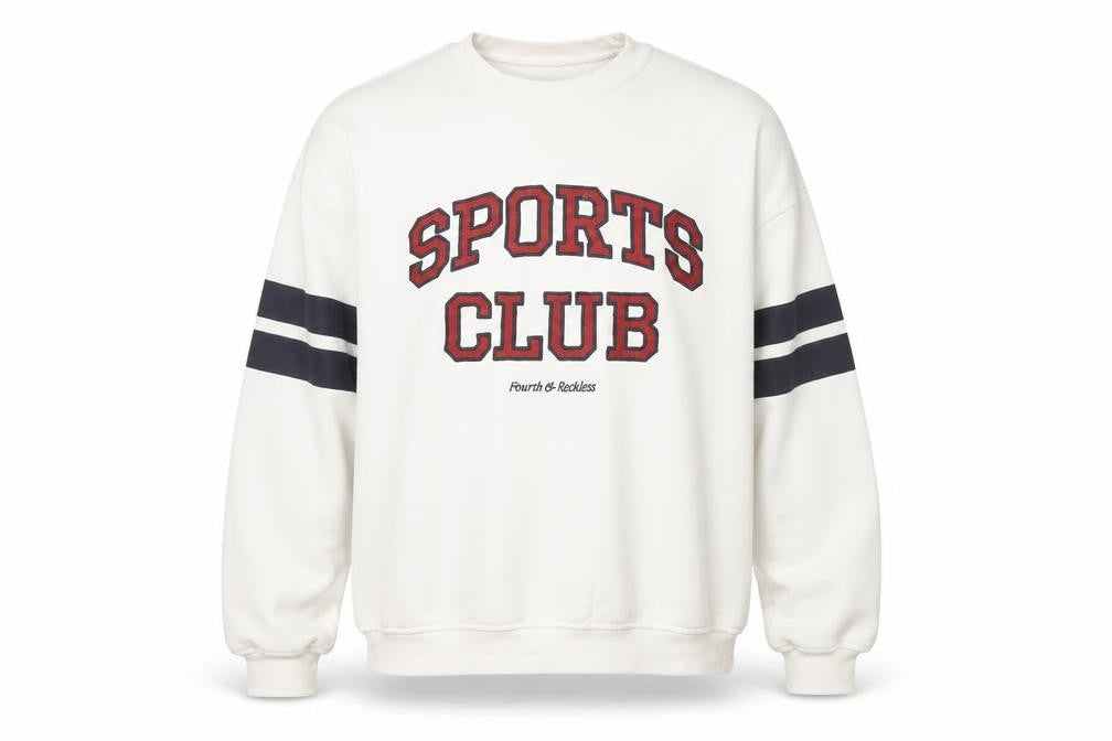 4th & Reckless Unisex White Sports Club Cotton Sweatshirt M