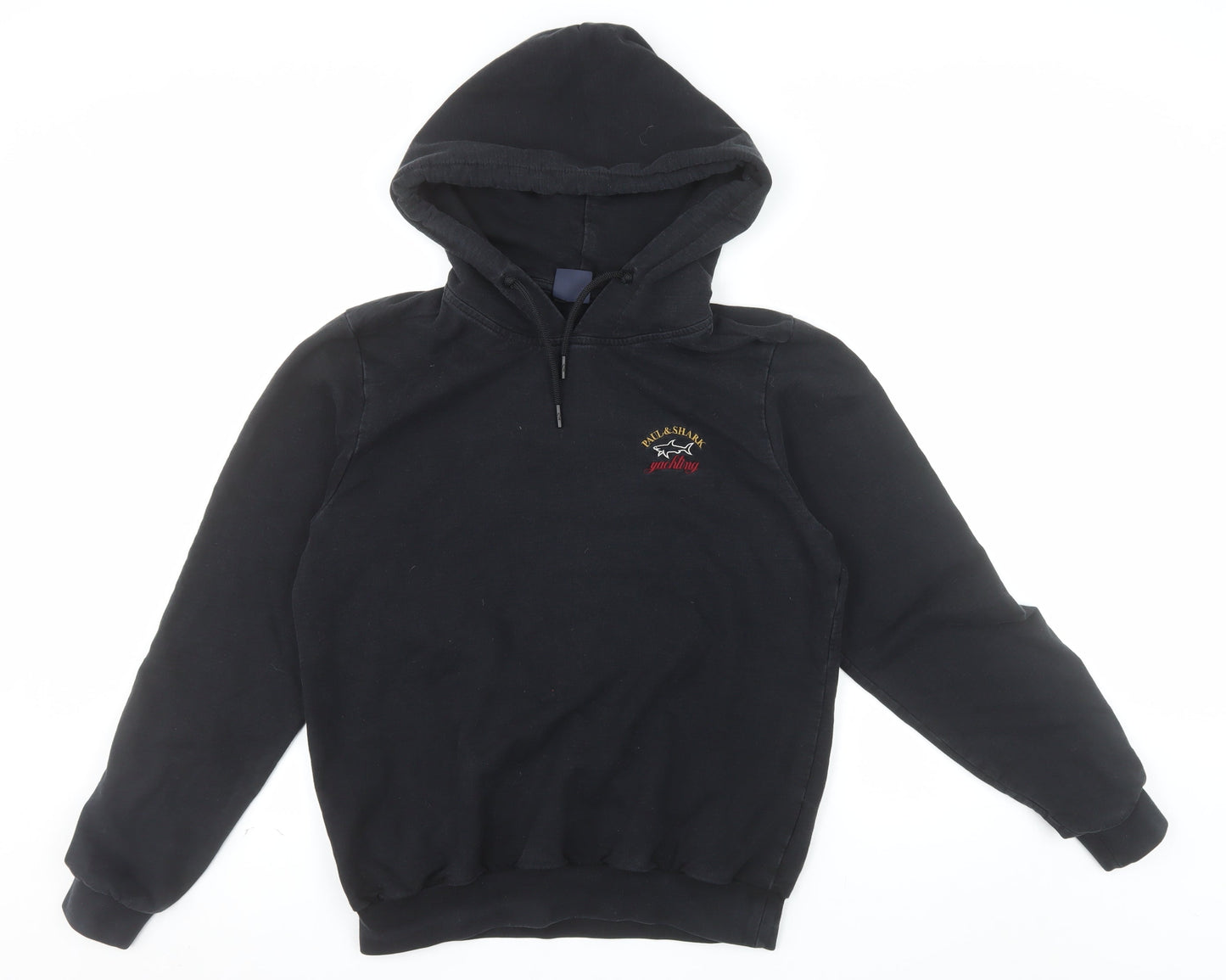 Paul & Shark Men’s Black Pullover Hoodie M Embroidered Yachting Cotton