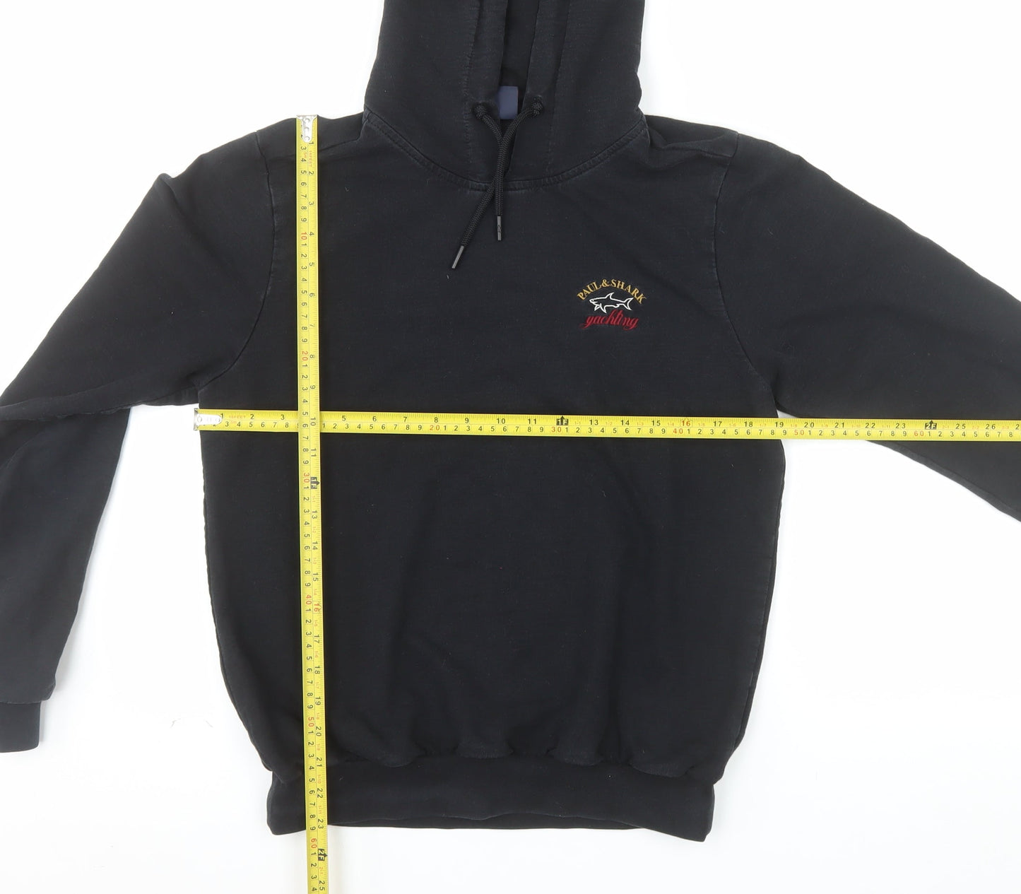 Paul & Shark Men’s Black Pullover Hoodie M Embroidered Yachting Cotton