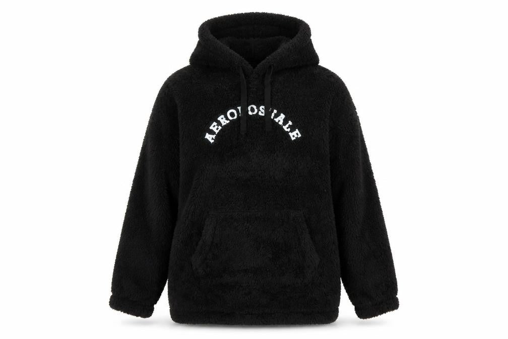 Aeropostale Womens Black Fleece Hoodie Size S Pullover Hooded Sweatshirt