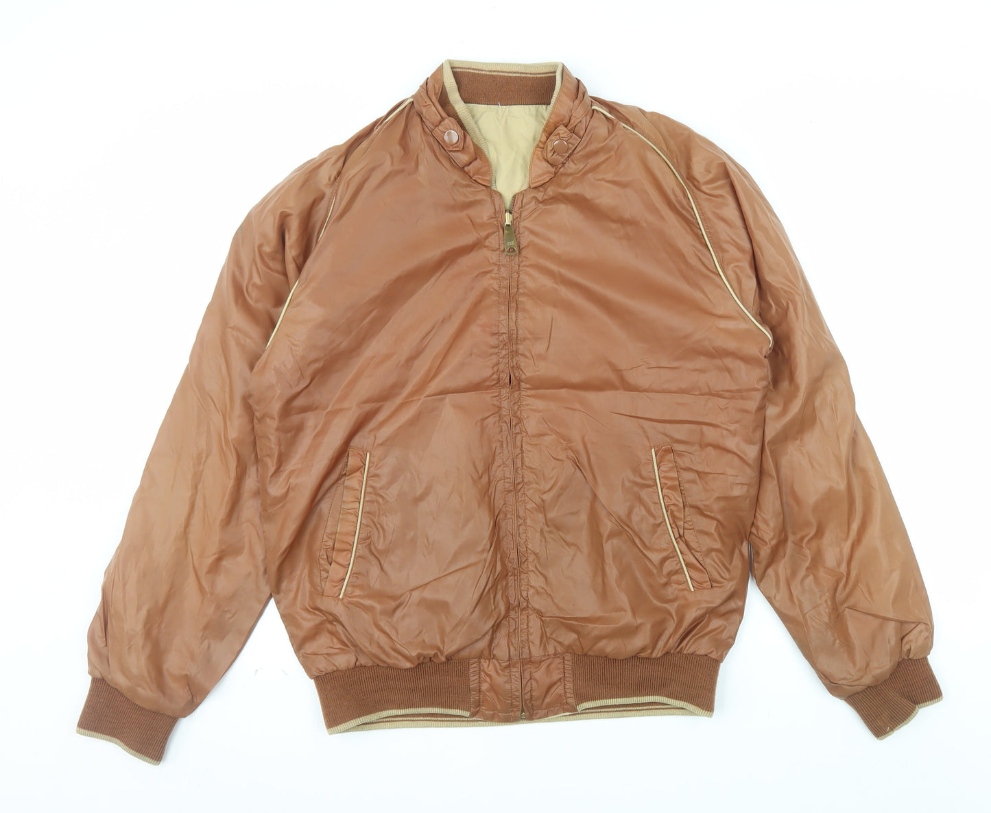 Sears Men's Brown Bomber Jacket Size M Retro Vintage Nylon Cotton