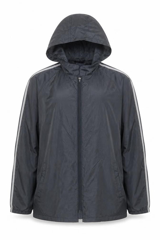 NOW Mens Grey Hooded Rain Cape Jacket M Lightweight Water Resistant