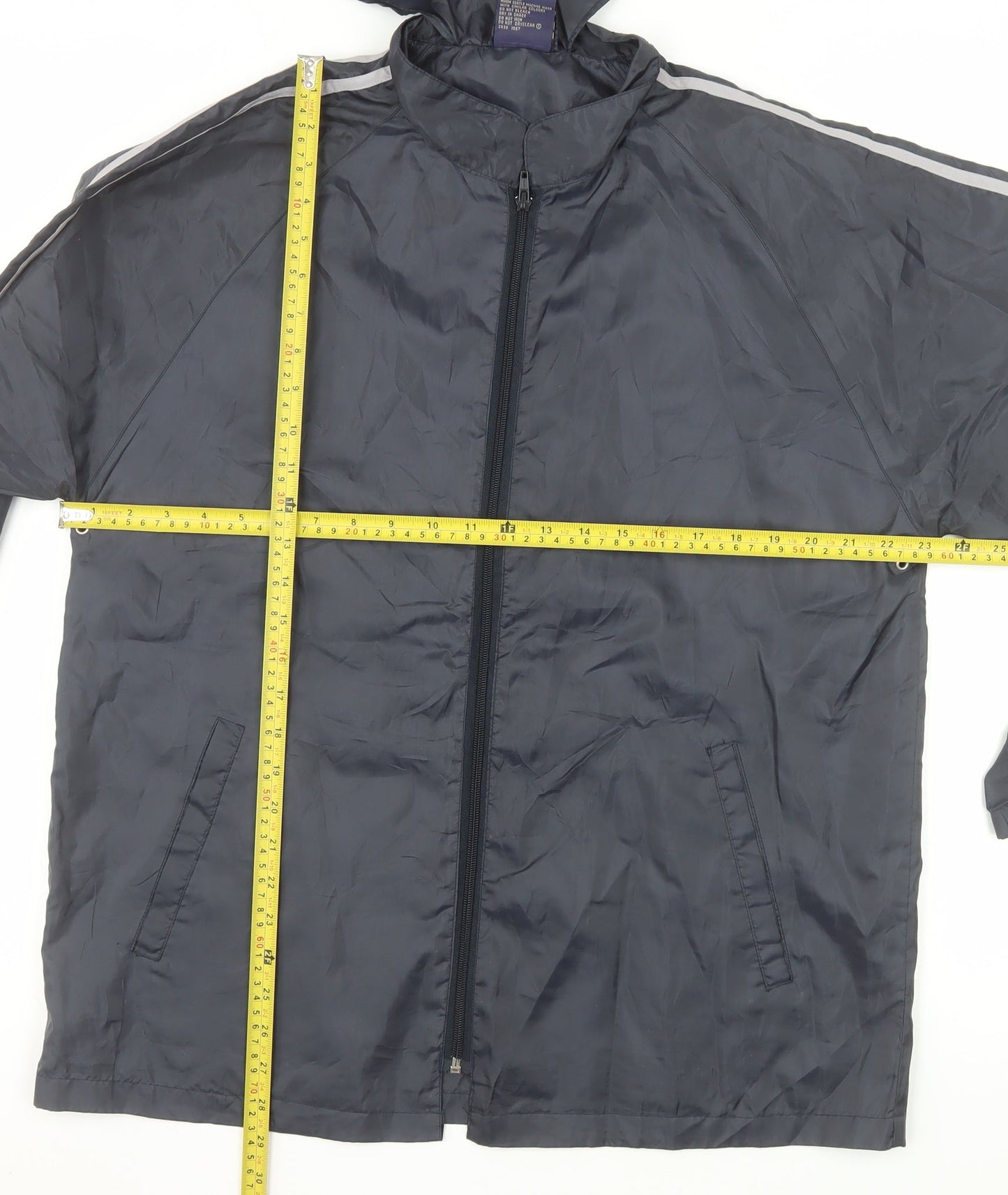 NOW Mens Grey Hooded Rain Cape Jacket M Lightweight Water Resistant