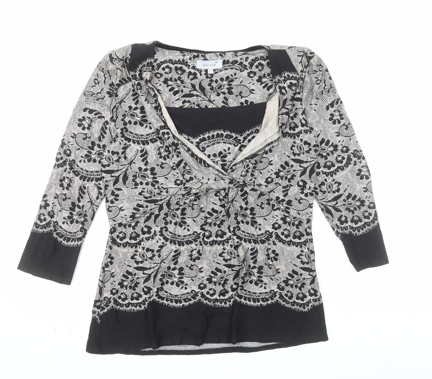 Marks and Spencer Per Una Women's Black Floral Tunic Blouse Size 12
