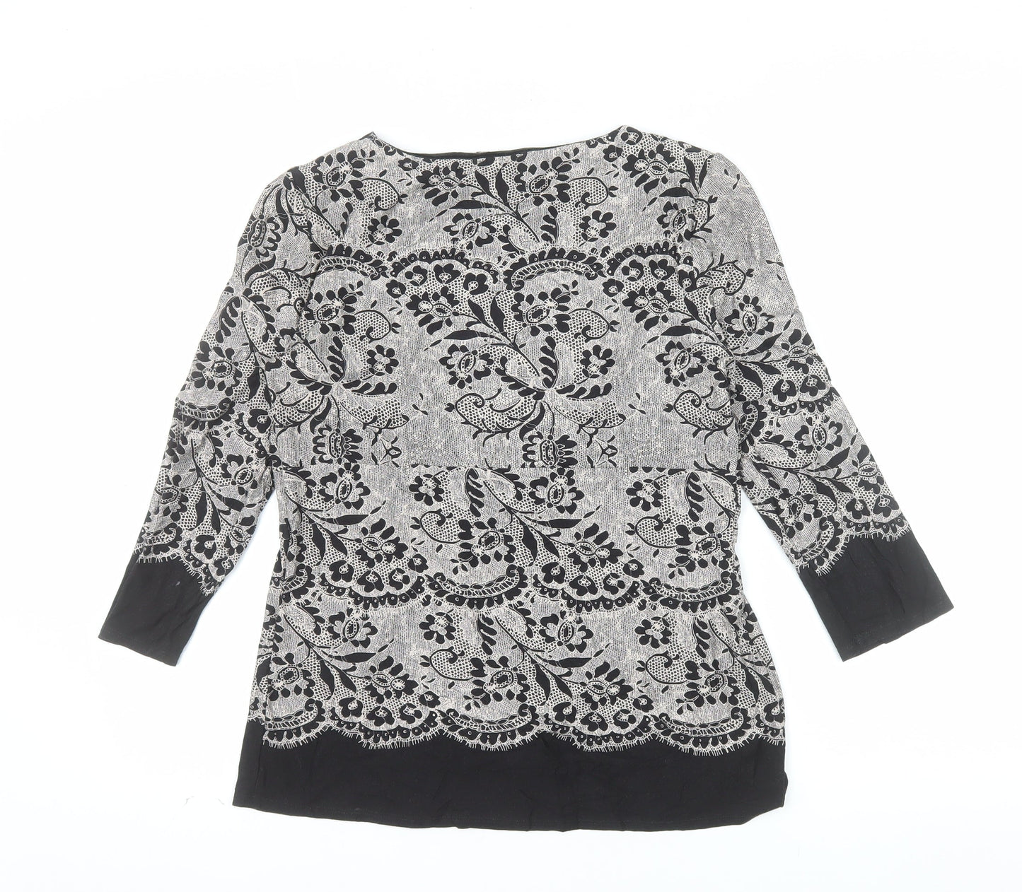 Marks and Spencer Per Una Women's Black Floral Tunic Blouse Size 12
