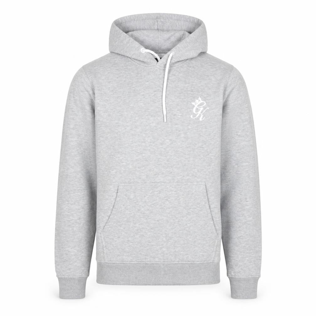 GK Men's Grey Pullover Hoodie Size L Fleece Logo Sweatshirt