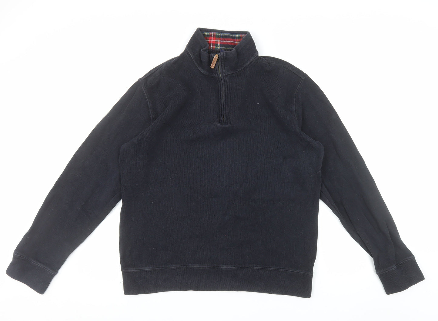 Lands' End Men's Black 1/4 Zip Cotton Pullover Sweatshirt M