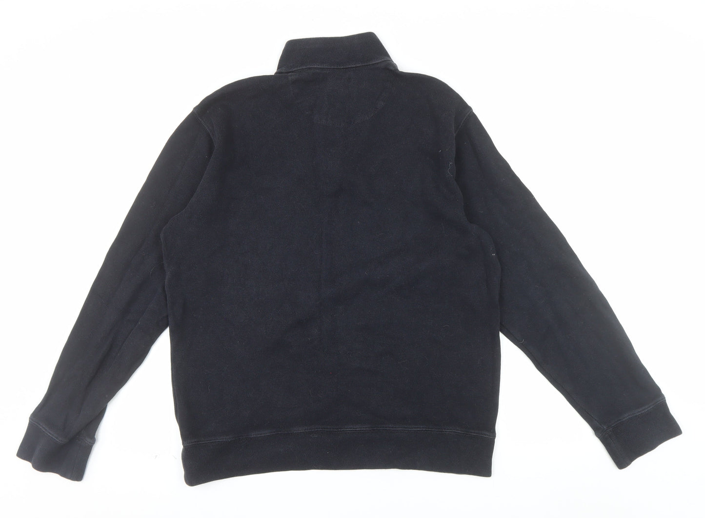 Lands' End Men's Black 1/4 Zip Cotton Pullover Sweatshirt M