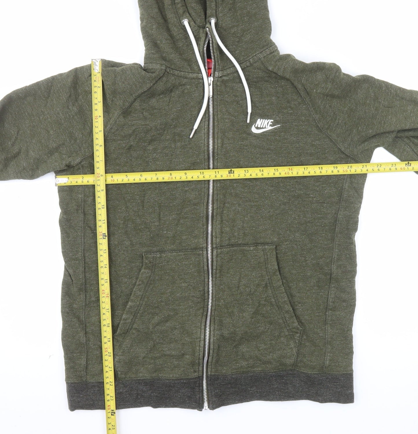 Nike Men’s Green Full Zip Hoodie M Sportswear Cotton Zip Up