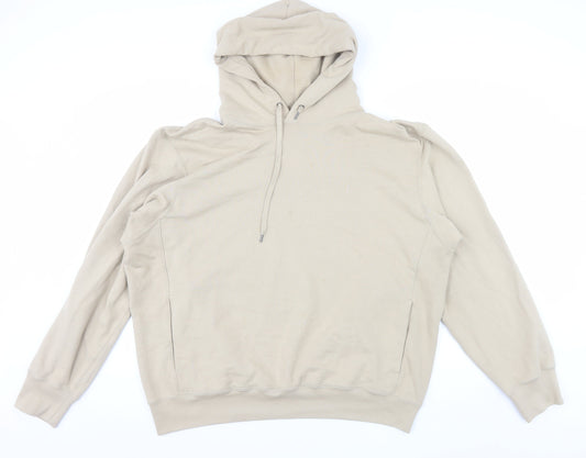 Uniqlo Men’s Beige 2XL Pullover Hoodie Fleece Cotton Blend