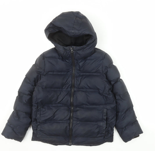 Next Boys Blue Hooded Puffer Jacket 9 Years Winter Mid-Length