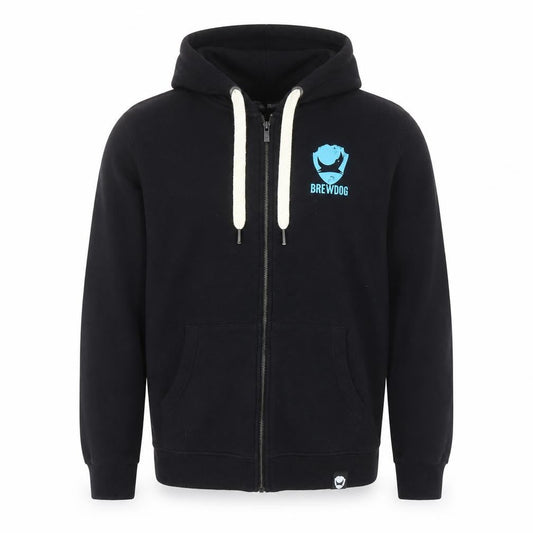 BrewDog Men's Black Full Zip Hoodie Small Beer Logo Sweatshirt