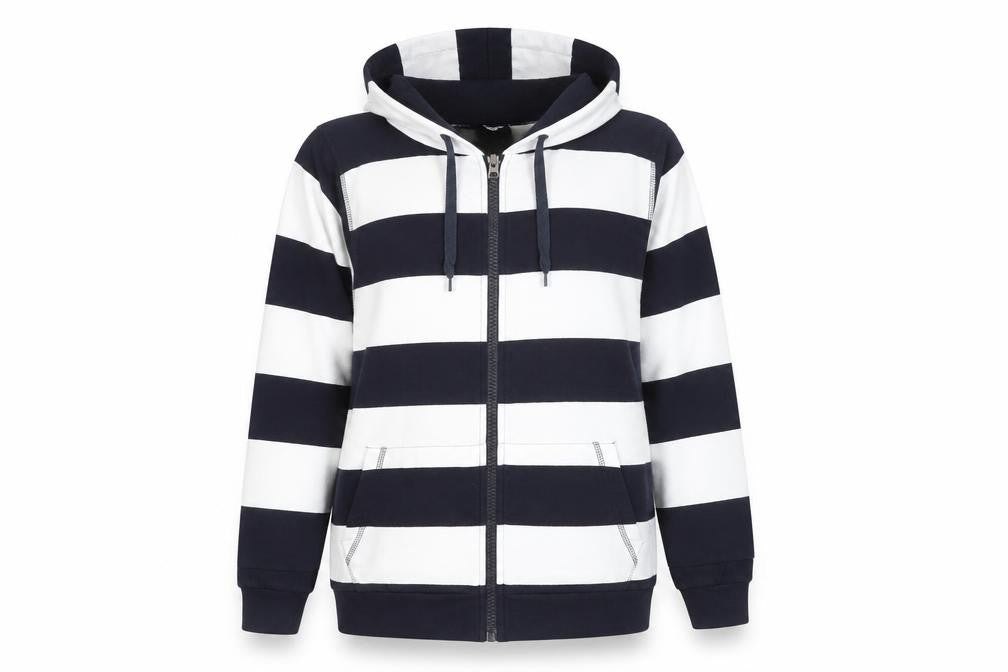 Porto Mare Women’s Navy White Striped Full Zip Hoodie Size S