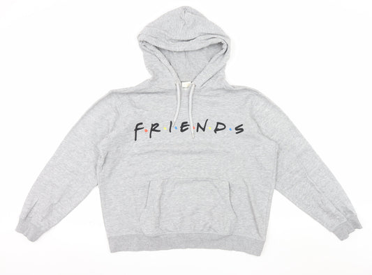 H&M L.O.G.G. Womens Grey Friends Hoodie Size M Cotton Blend