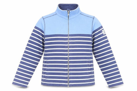 Lazy Jacks Women Blue Striped Full Zip Sweatshirt Size 12 Cotton Nautical