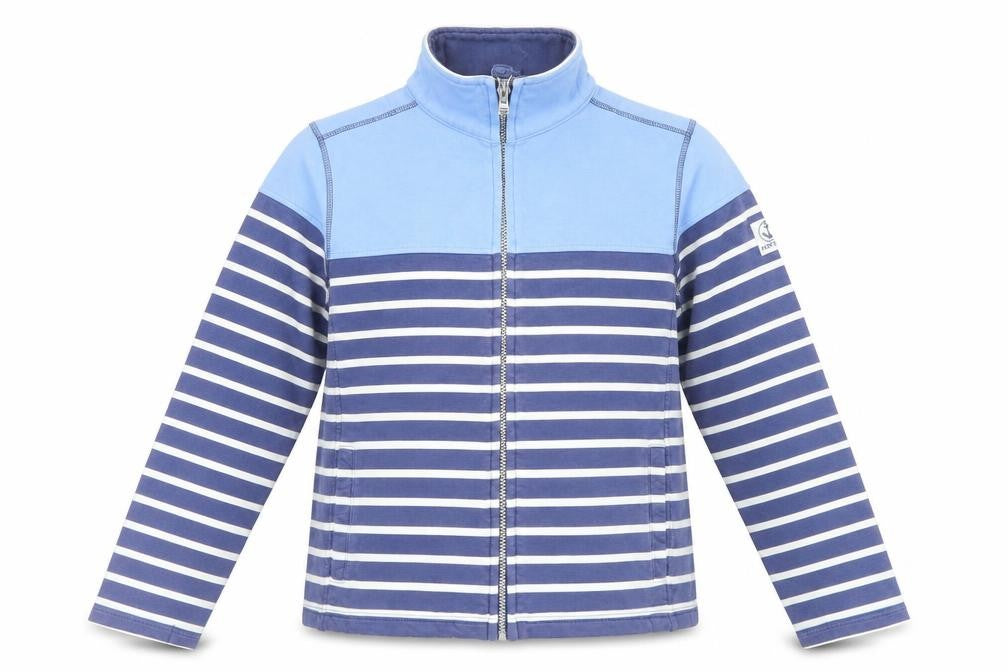 Lazy Jacks Women Blue Striped Full Zip Sweatshirt Size 12 Cotton Nautical