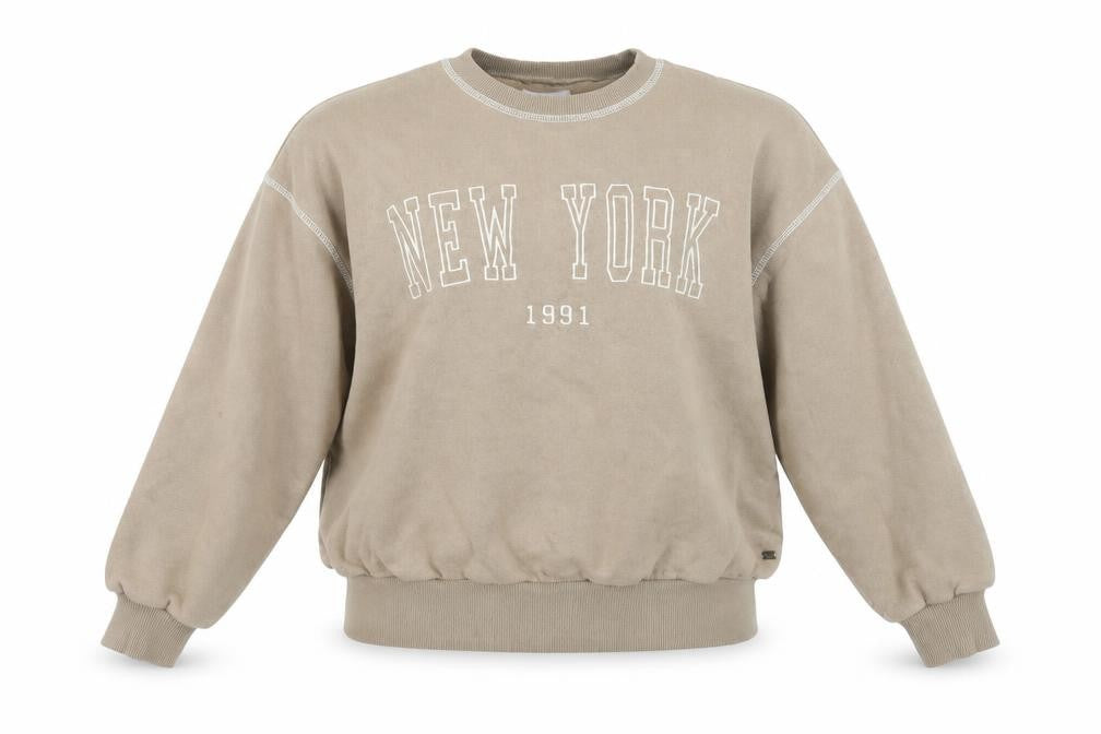 Pull&Bear Teen Beige New York 1991 Crew Neck Sweatshirt XS