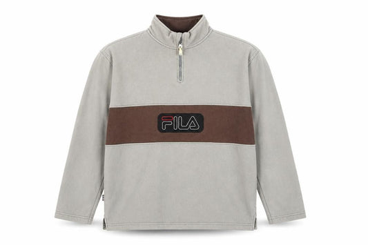 Fila Men's Brown 1/4 Zip Pullover Sweatshirt Size M Vintage Logo