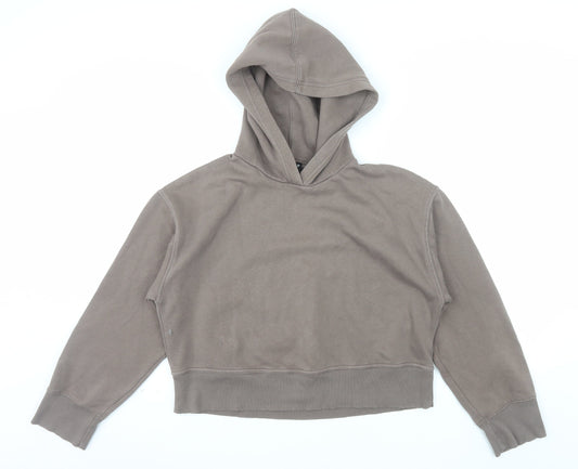 Zara Womens Brown Small Pullover Hoodie Cotton Blend Casual