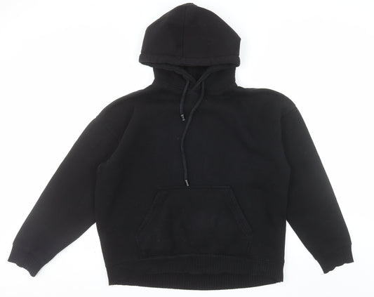 Zara Mens Black Pullover Hoodie Size S Regular Fit Fleece