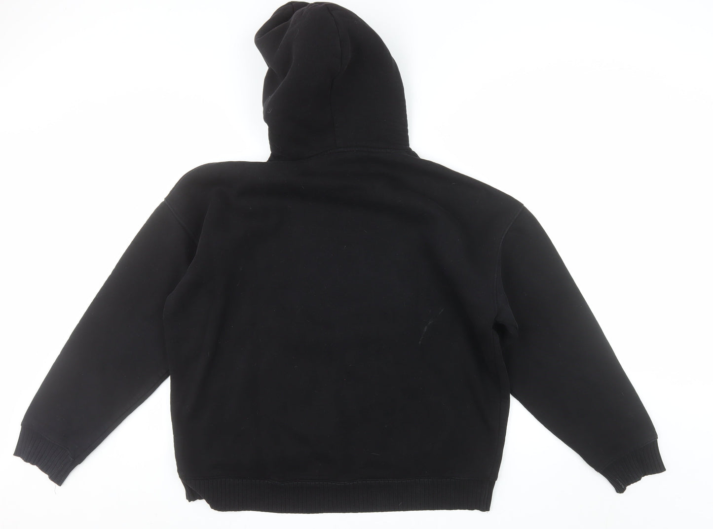 Zara Mens Black Pullover Hoodie Size S Regular Fit Fleece