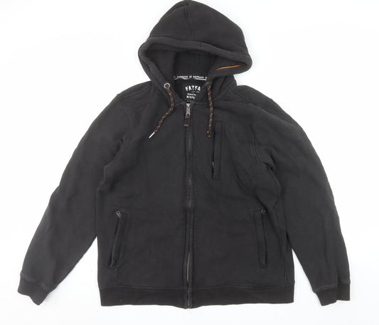 FatFace Mens Black Full Zip Cotton Hoodie L Regular Fit